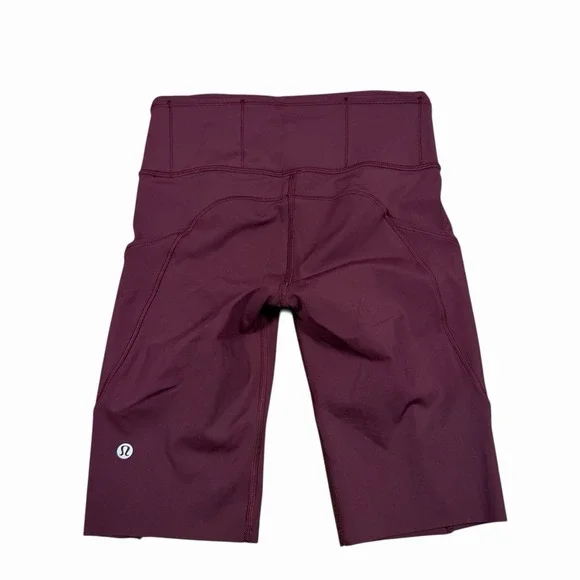 Lululemon Womens Fast and Free Bike Shorts Non-Reflective 10" Cassis Maroon Sz 4 - Picture 4 of 8